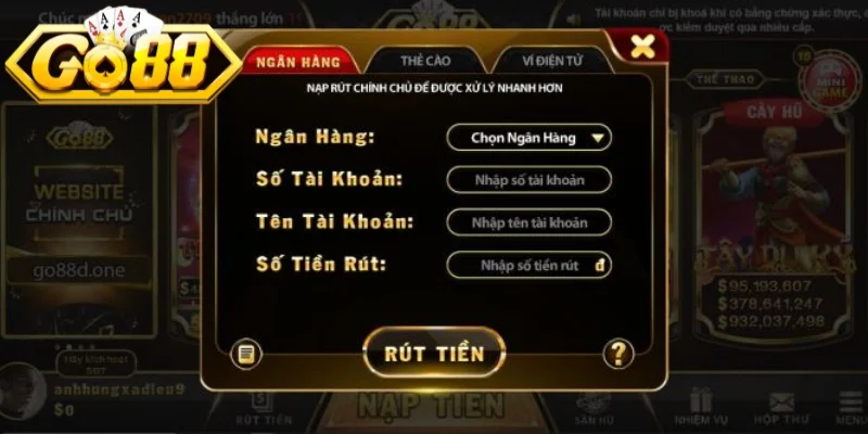 Hướng Dẫn Rút Tiền Go88 - 100% An Toàn Chỉ Với 5 Phút 2 go88 Điều kiện bắt buộc mỗi khi thực hiện giao dịch