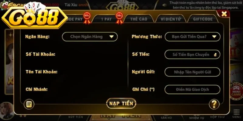 Các phương thức thực hiện giao dịch nạp tiền nhanh